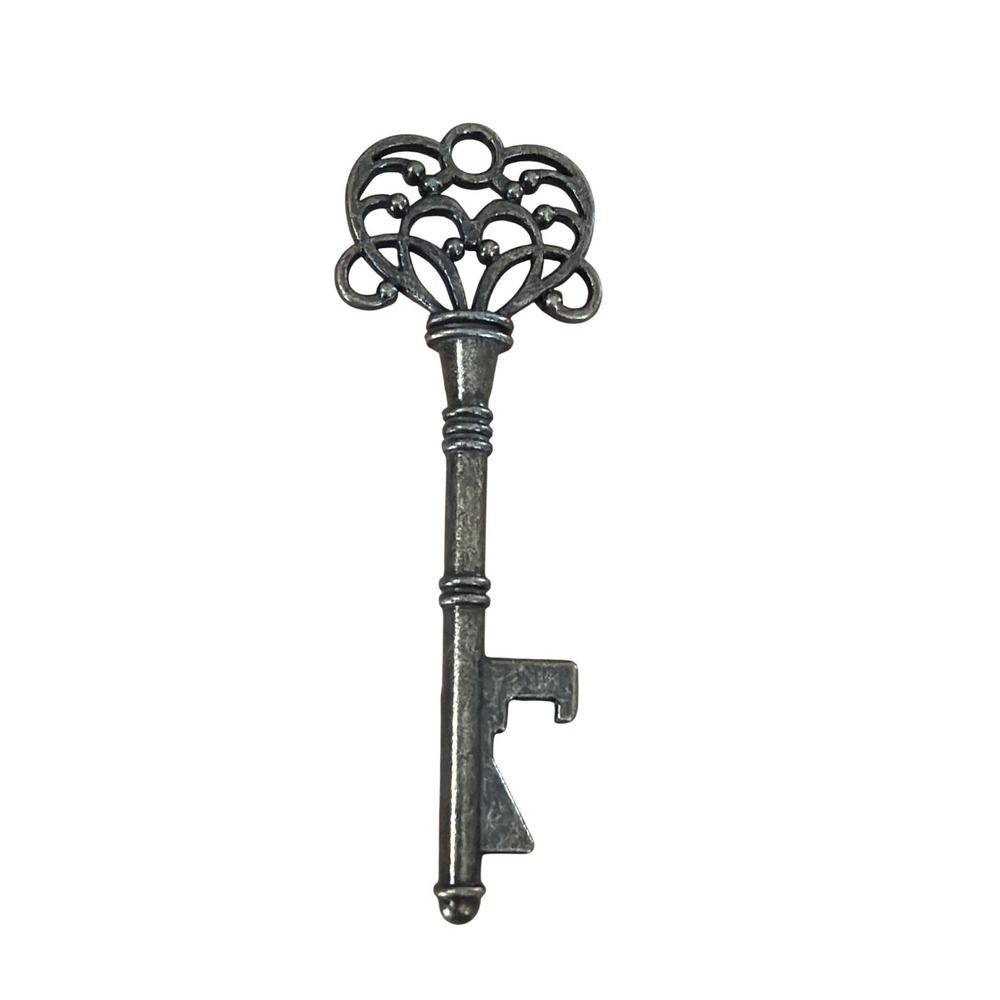 Antique Bronze Tone  Skeleton Key Bottle Opener Victorian Filigree Heart Gothic